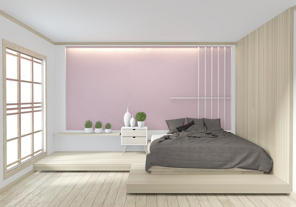 sypialnia różowy kolor