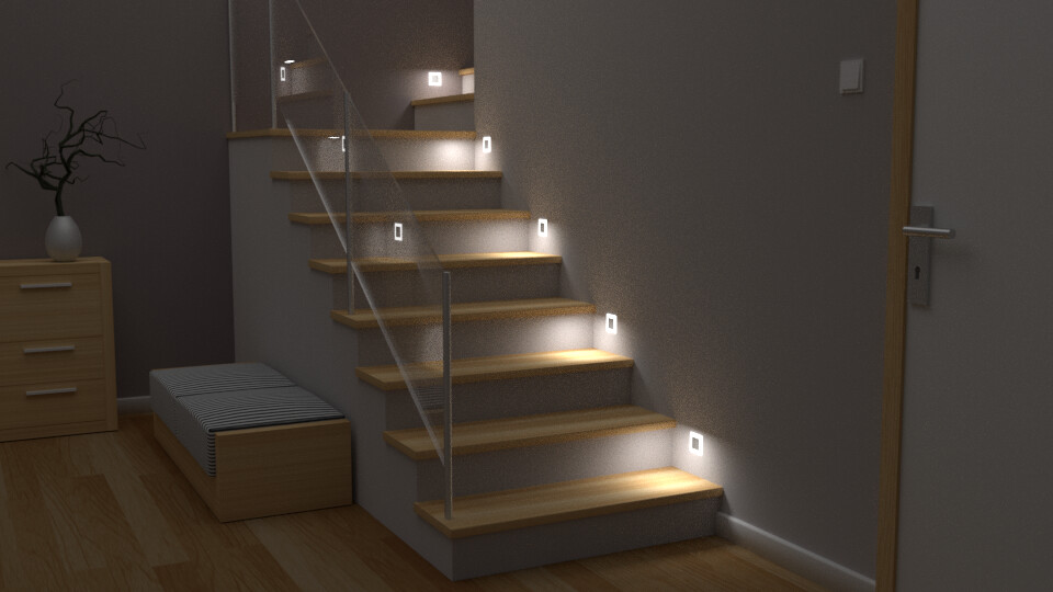 osvetlené schody v dome