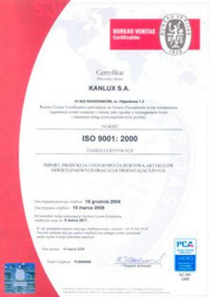 ISO 9001:2000 w Kanlux od 2004r.