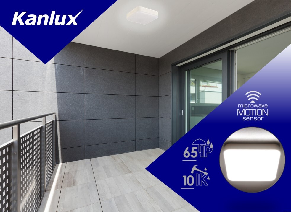 Plafoniera Kanlux IPER LED KWADRAT  z czujnikiem ruchu - Skuteczność 120lm/W, Strumień Świetlny  2900Lm, 5 Lat Gwarancji.