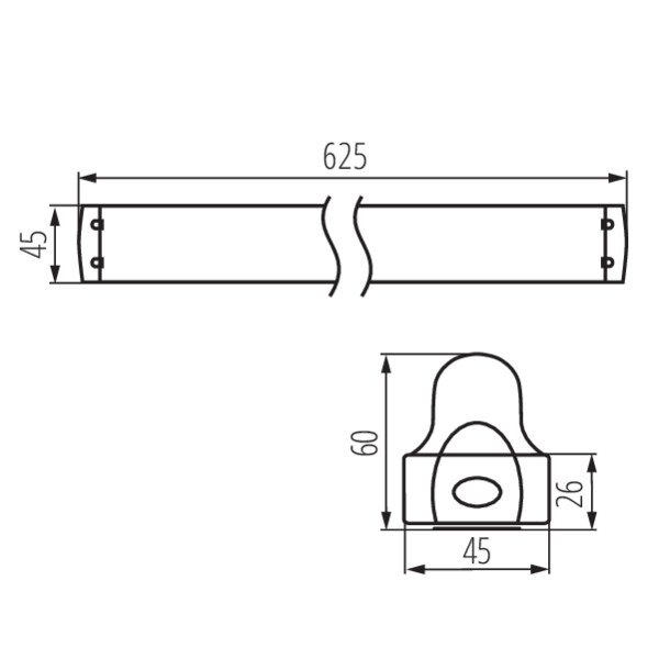 schemat wymiary produktu KANLUX ALDO 4LED
