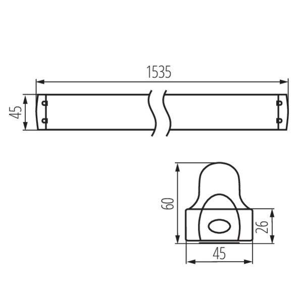 schemat wymiary produktu KANLUX ALDO 4LED