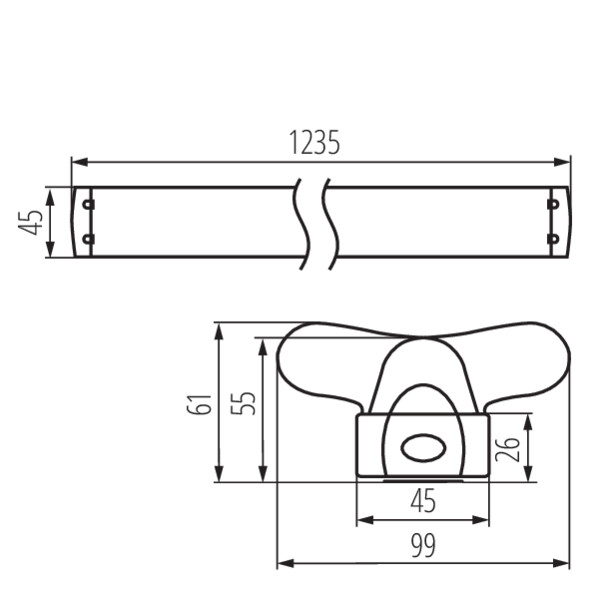 schemat wymiary produktu KANLUX ALDO 4LED