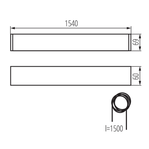 schemat wymiary produktu KANLUX ALIN 4LED 1540mm ZW