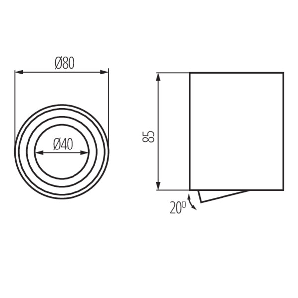 schemat wymiary produktu KANLUX BORD ONE