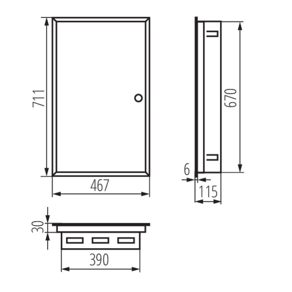 schemat wymiary produktu ITS KP-DB-I-MF