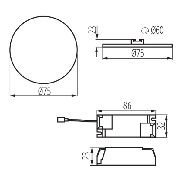 schemat wymiary produktu KANLUX AREL LED
