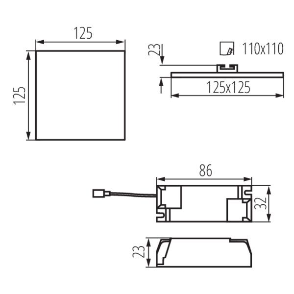 schemat wymiary produktu KANLUX AREL LED