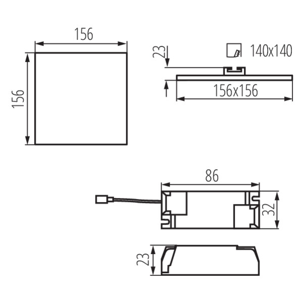 schemat wymiary produktu KANLUX AREL LED