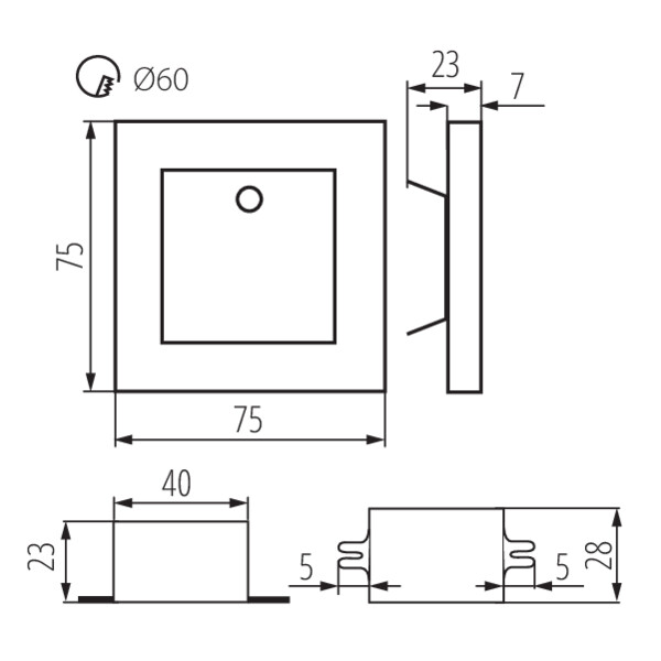 schemat wymiary produktu KANLUX APUS LED