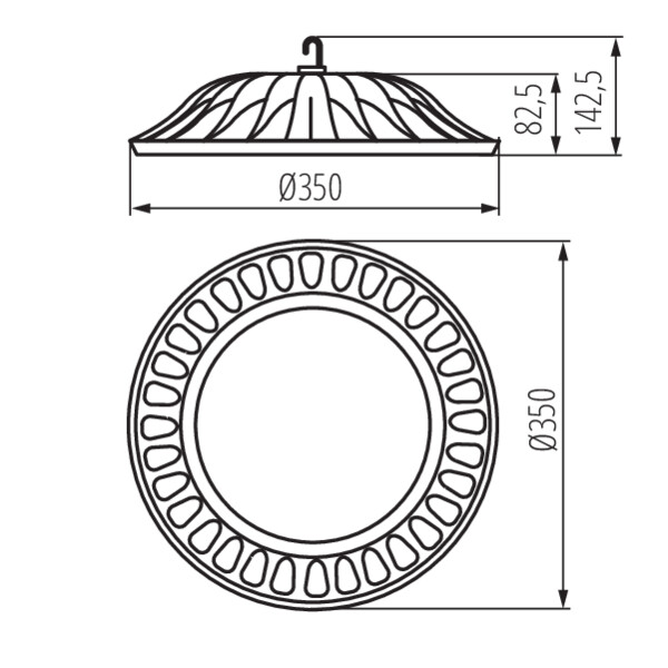 schemat wymiary produktu MILEDO HIBO LED N