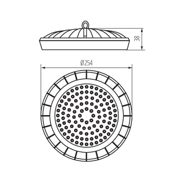 schemat wymiary produktu MILEDO HB UFO LED