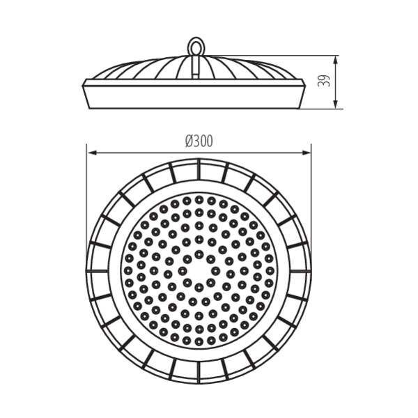 schemat wymiary produktu MILEDO HB UFO LED