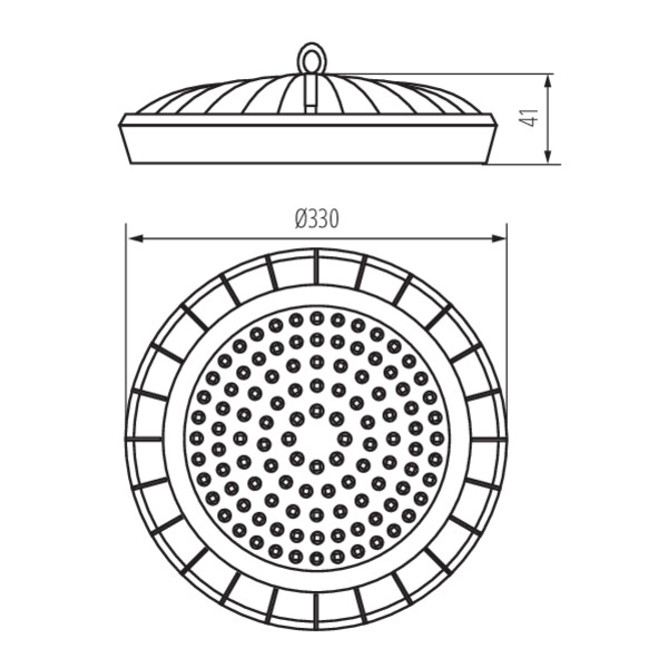 schemat wymiary produktu MILEDO HB UFO LED