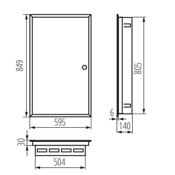 schemat wymiary produktu ITS KP-DB-I-MF