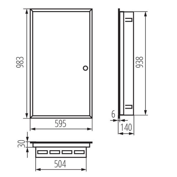 schemat wymiary produktu ITS KP-DB-I-MF
