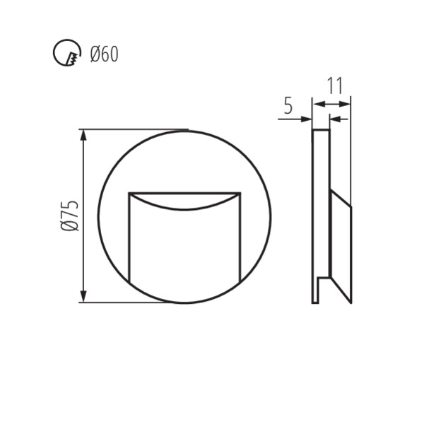 schemat wymiary produktu KANLUX ERINUS LED
