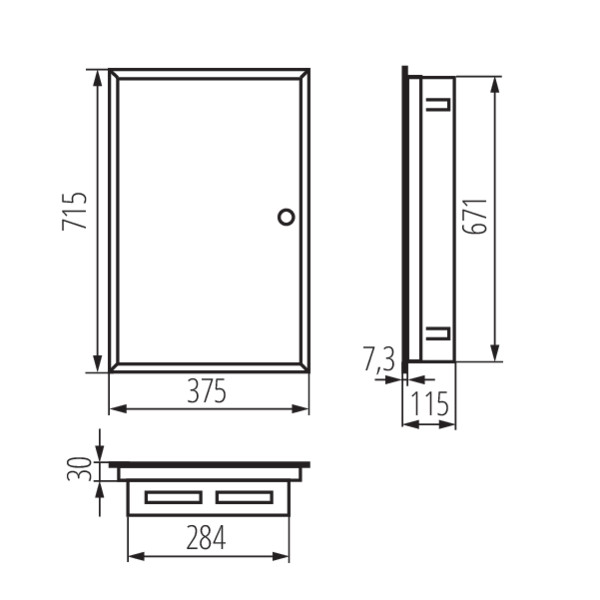 schemat wymiary produktu ITS KP-DB-I-MF