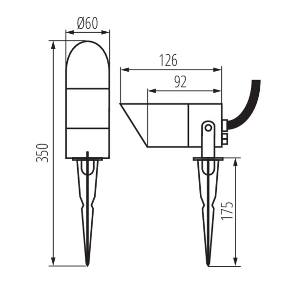 schemat wymiary produktu KANLUX GRIBLO 7 GR