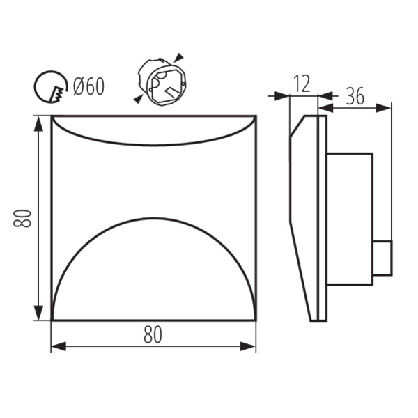 schemat wymiary produktu KANLUX EXIN LED
