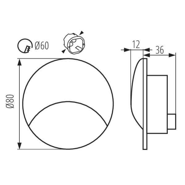 schemat wymiary produktu KANLUX EXIN LED