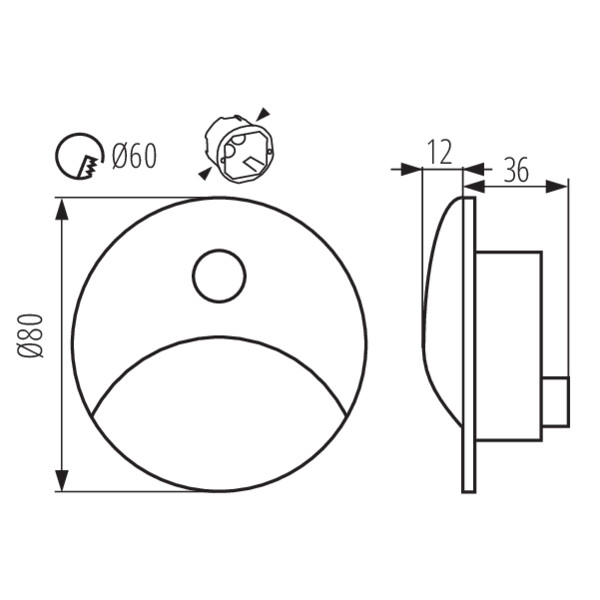 schemat wymiary produktu KANLUX EXIN LED PIR