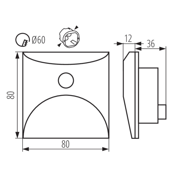 schemat wymiary produktu KANLUX EXIN LED PIR