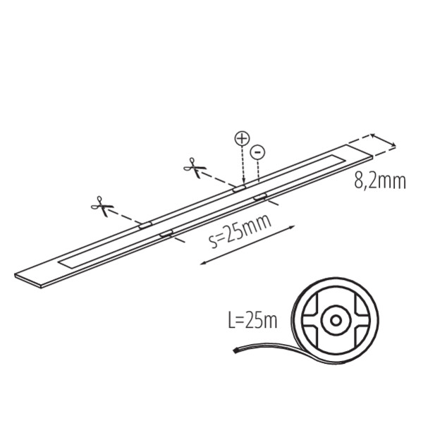 schemat wymiary produktu KANLUX LED STRIP LCOB 12V