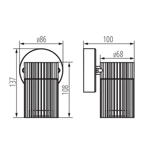 schemat wymiary produktu KANLUX RADILO EL 1X B