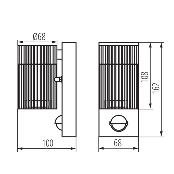 schemat wymiary produktu KANLUX RADILO EL 1X SE B