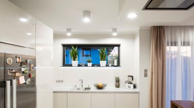Successful lighting of worktops in the open kitchen and more...